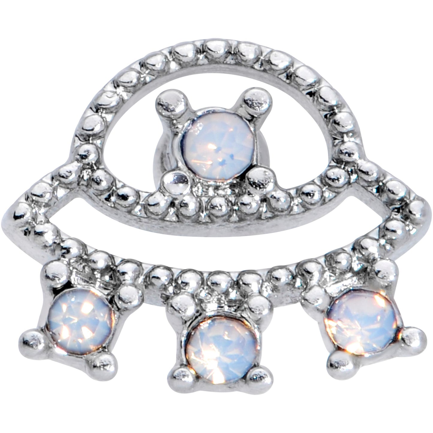 16 Gauge 1/4 White Faux Opal UFO Cartilage Tragus Earring