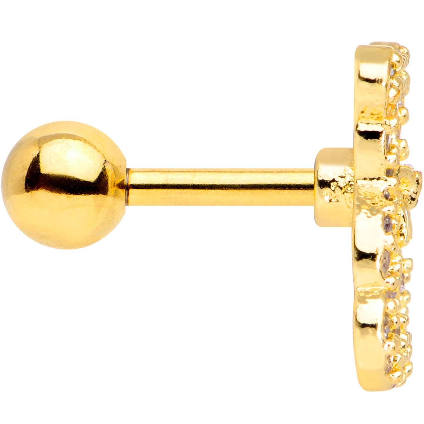 16 Gauge 1/4 Clear Gem Gold Tone Teddy Bear Cartilage Tragus