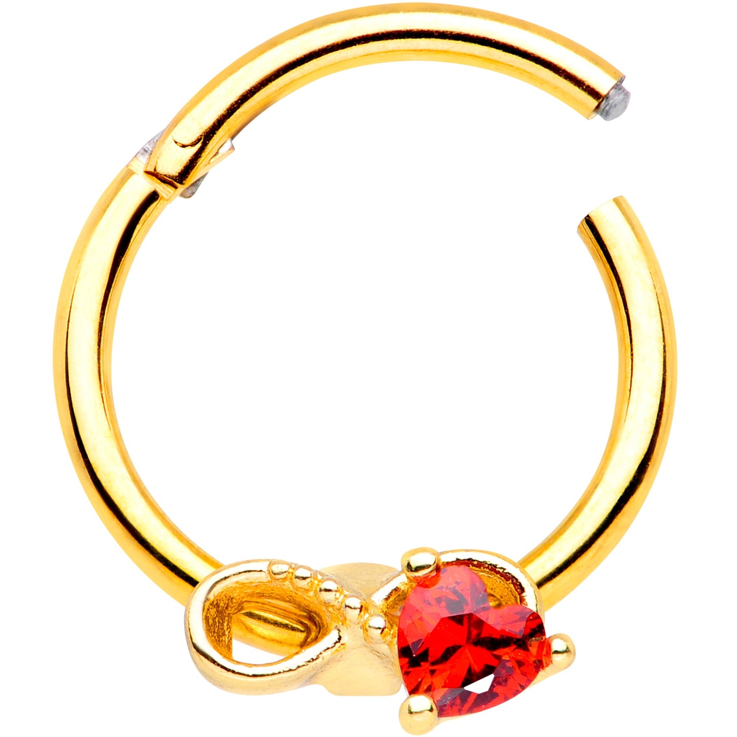16 Gauge 3/8 Red Gem Gold Tone Treble Clef Septum Ring