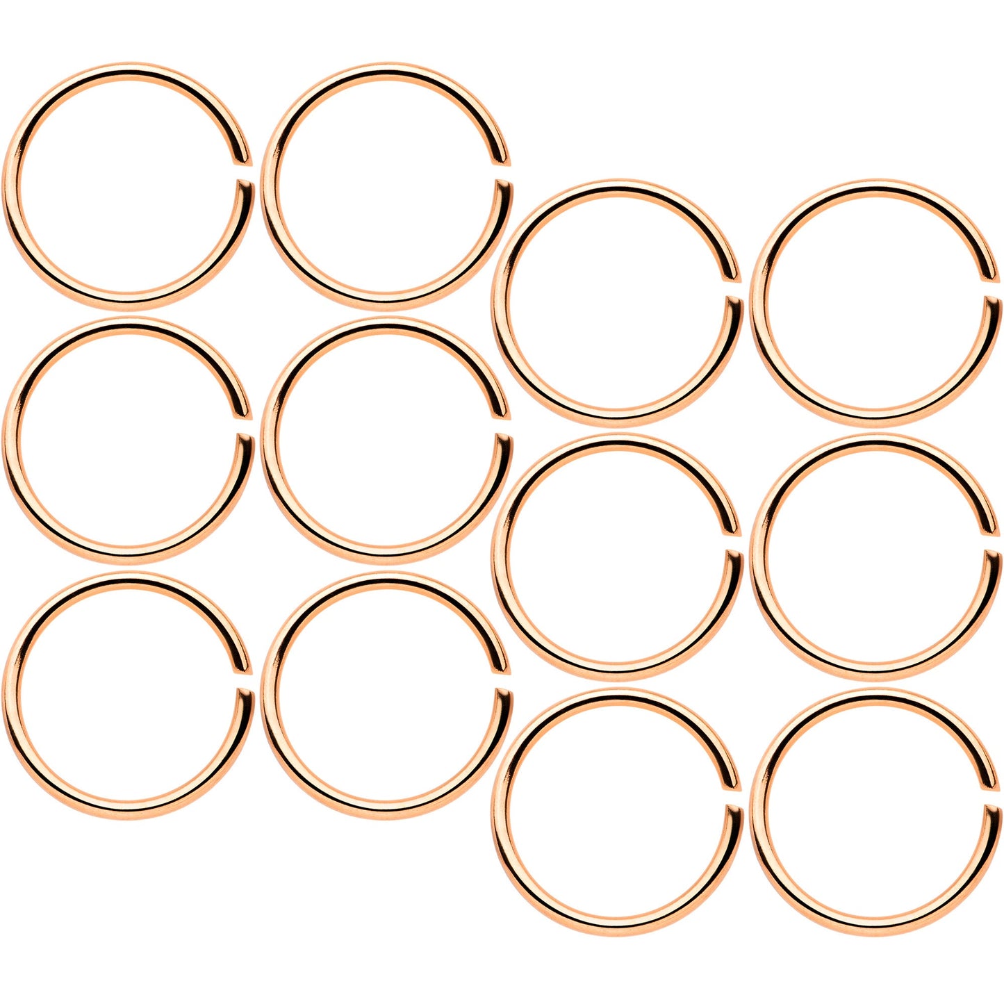 20 Gauge 5/16 Rose Gold Tone Anodized Seamless Circular Ring Set of 12