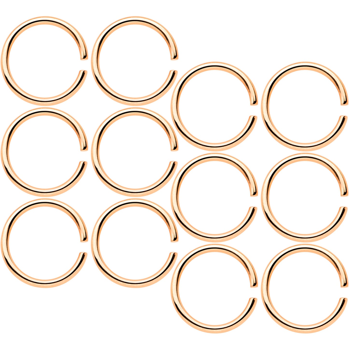18 Gauge 5/16 Rose Gold Tone Anodized Seamless Circular Ring Set of 12