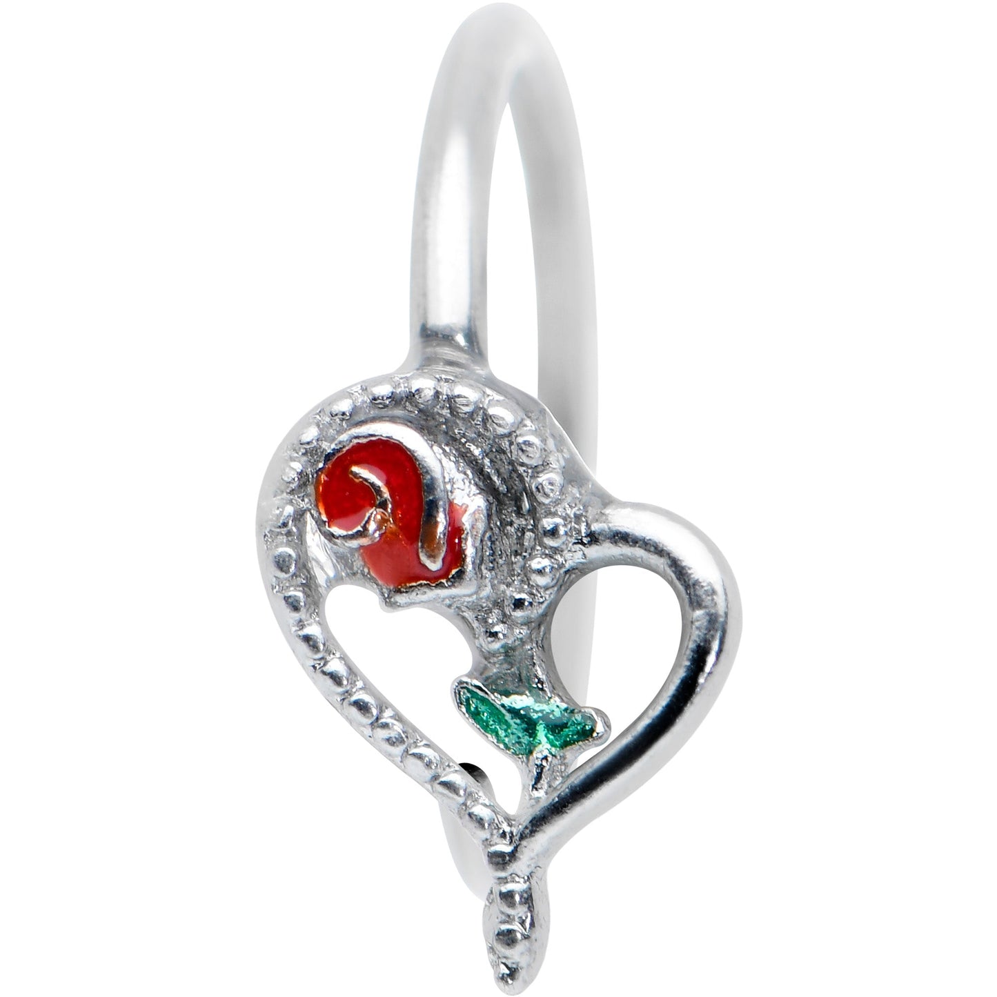 20 Gauge 5/16 Open Heart Rose Valentines Day Nose Hoop