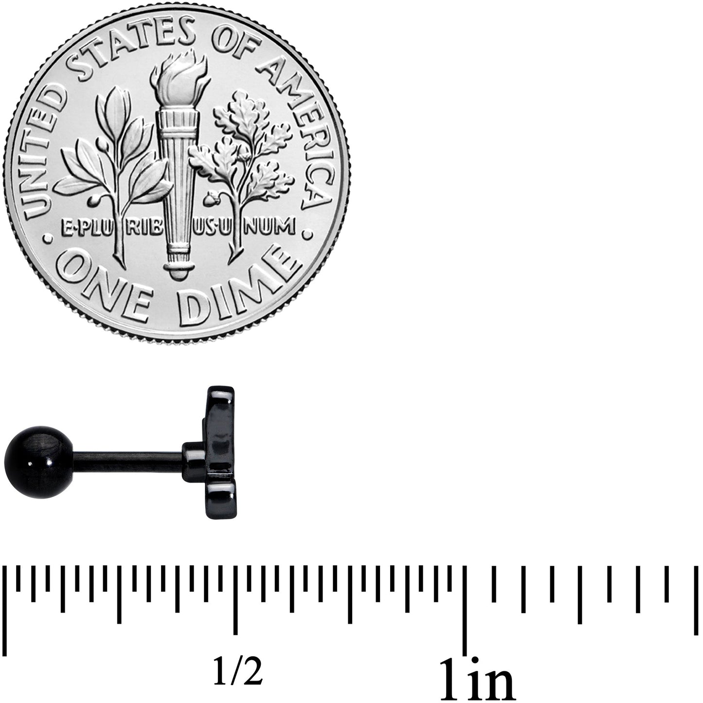 16 Gauge 1/4 Black Shark Bite Cartilage Tragus Earring