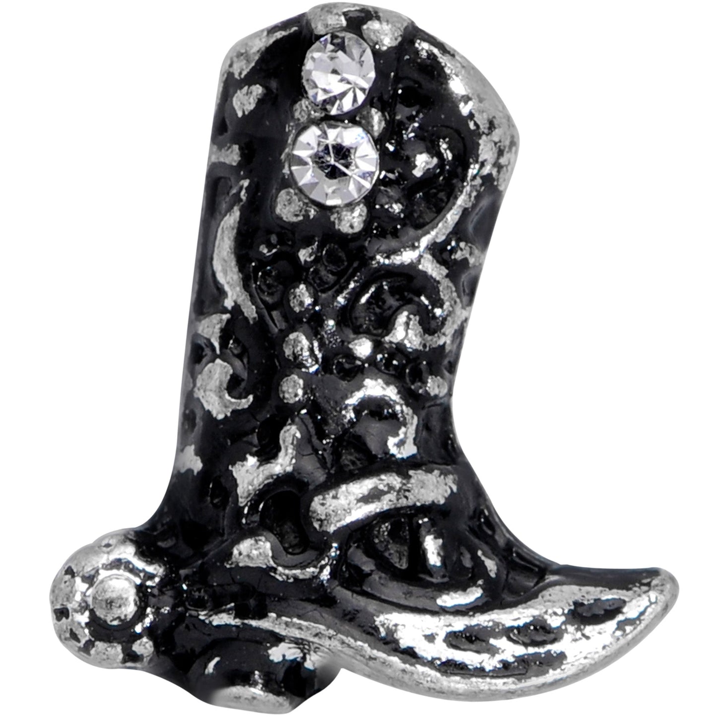 16 Gauge 1/4 Clear Gem Cowboy Boot Cartilage Tragus Earring