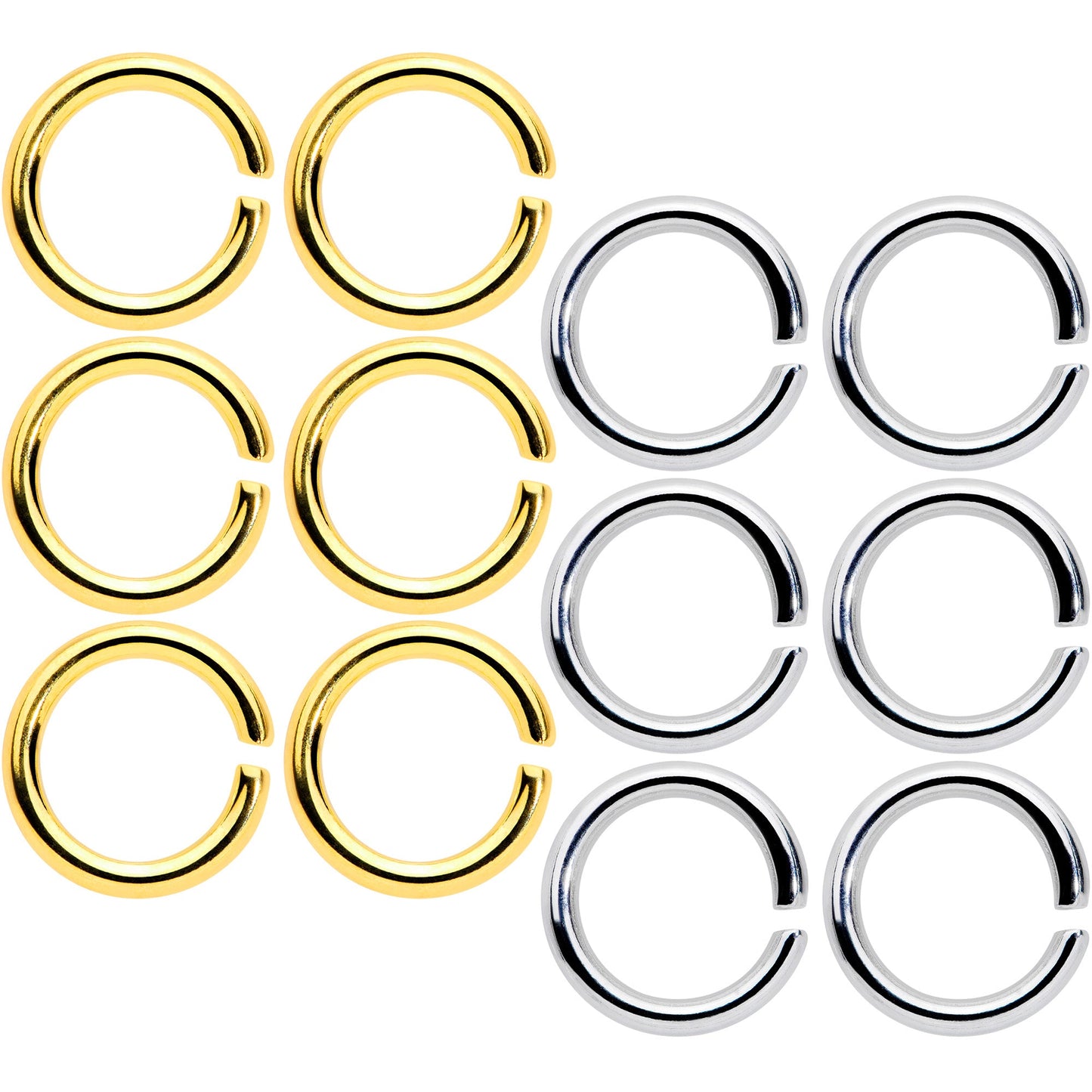 14 Gauge 5/16 Steel Gold Tone Seamless Cartilage Ring Set of 12