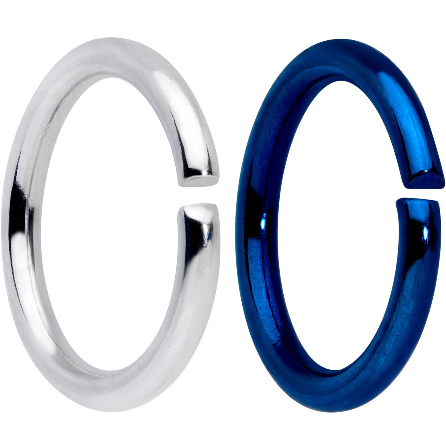 16 Gauge 5/16 Steel Blue Anodized Seamless Cartilage Ring Set of 12