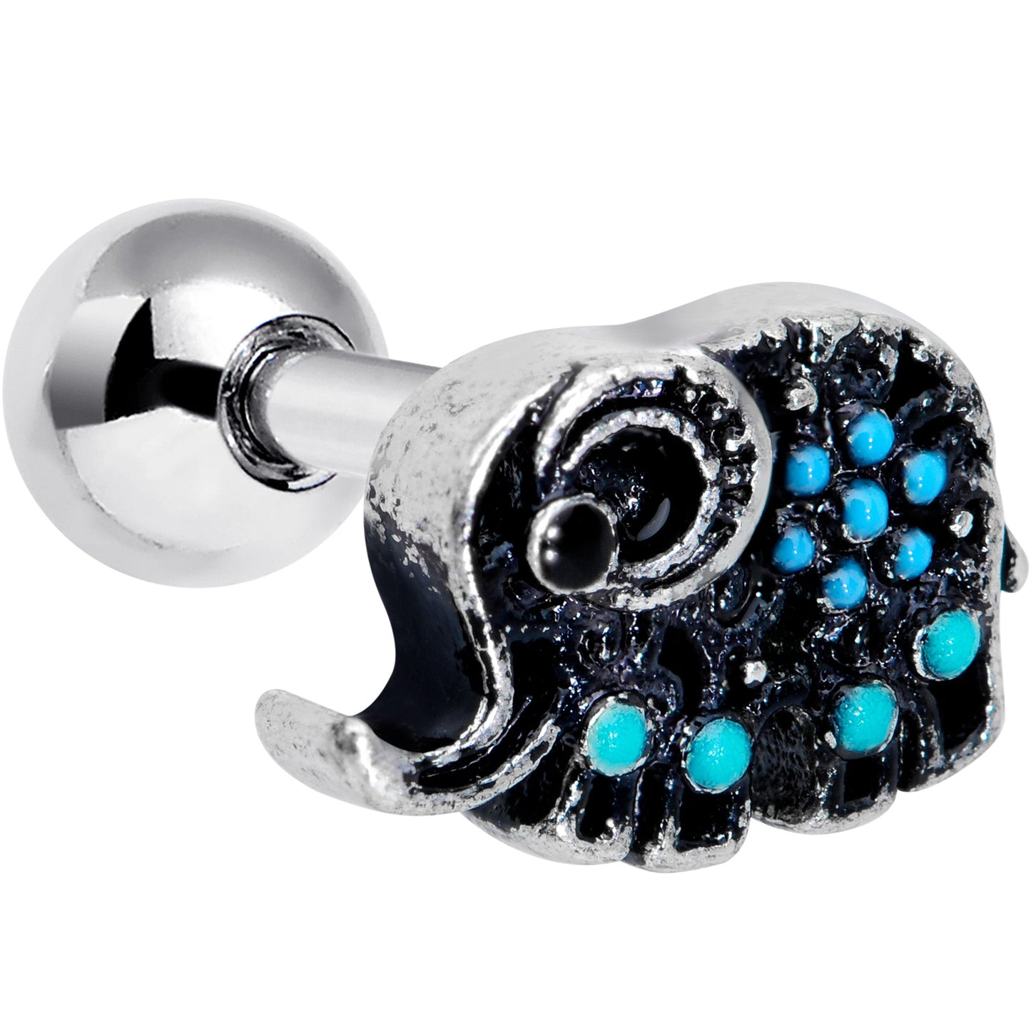 16 Gauge 1/4 Aqua Orb Curvy Elephant Cartilage Tragus