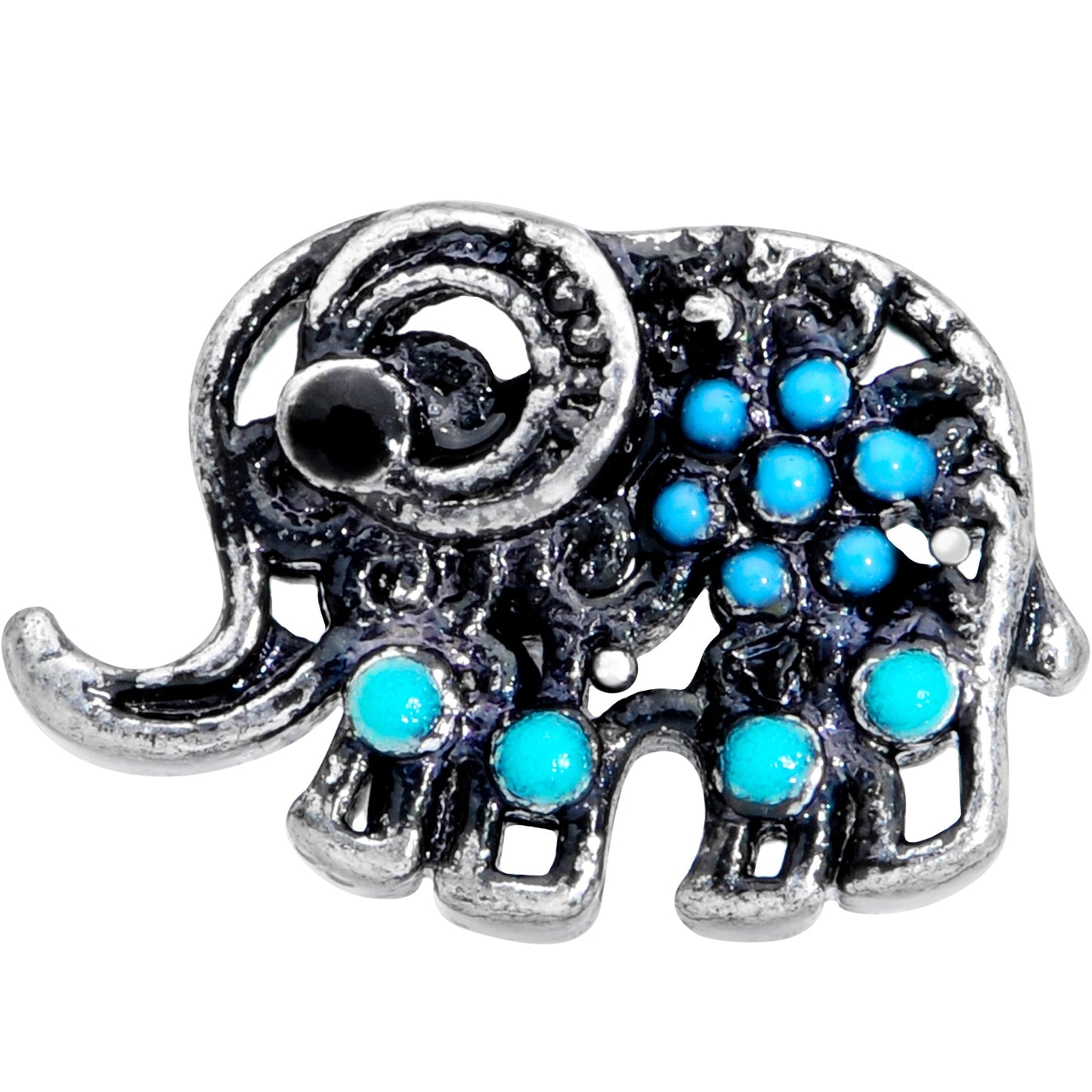 16 Gauge 1/4 Aqua Orb Curvy Elephant Cartilage Tragus