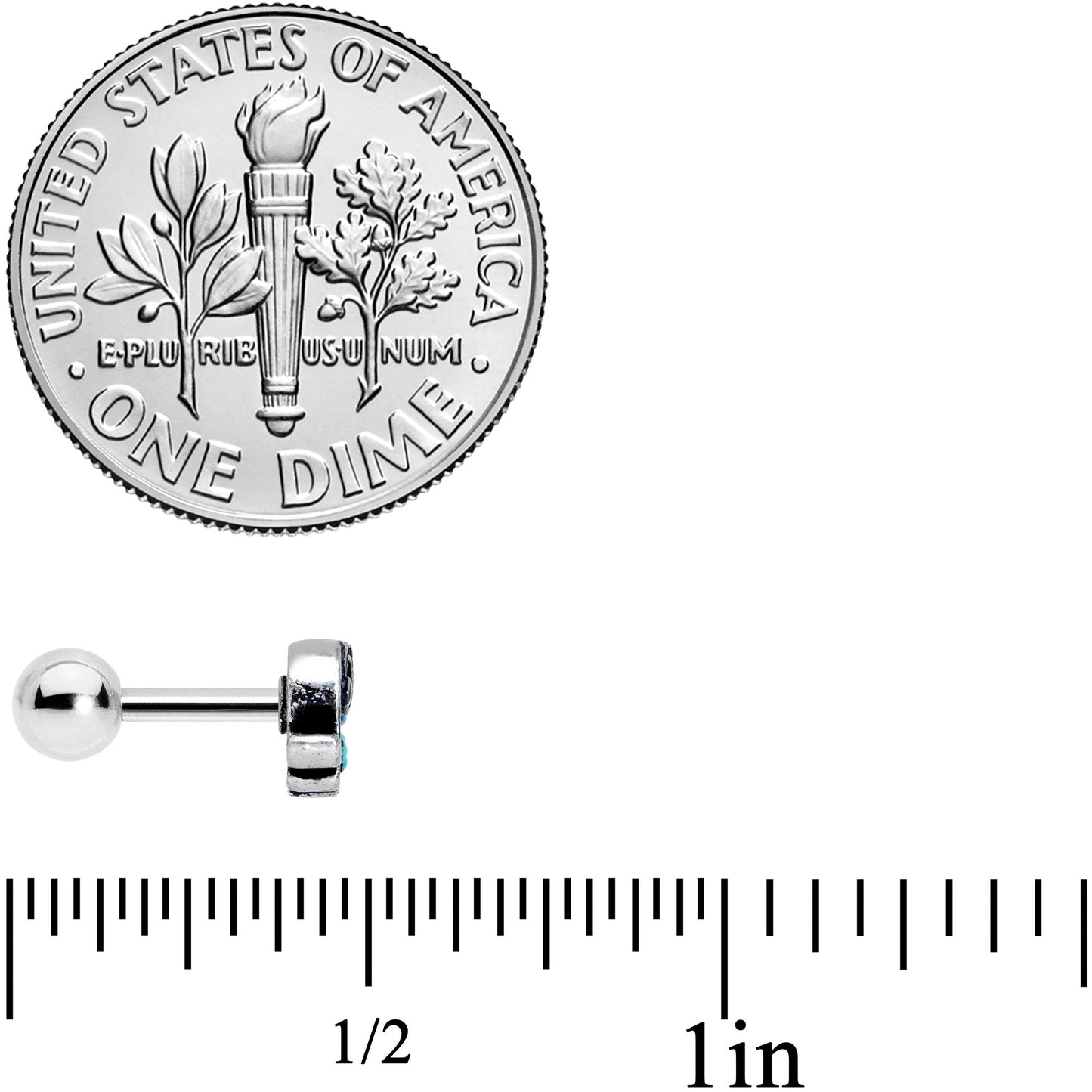 16 Gauge 1/4 Aqua Orb Curvy Elephant Cartilage Tragus