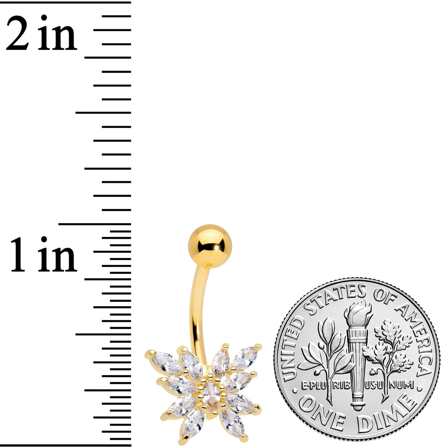 Clear CZ Gem Gold Tone Plated Stylized Butterfly Belly Ring