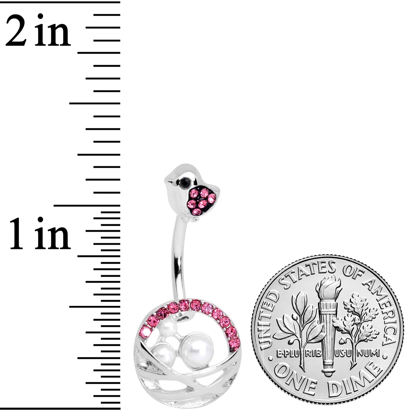 Pink Gem Chick Basket of Eggs Belly Ring