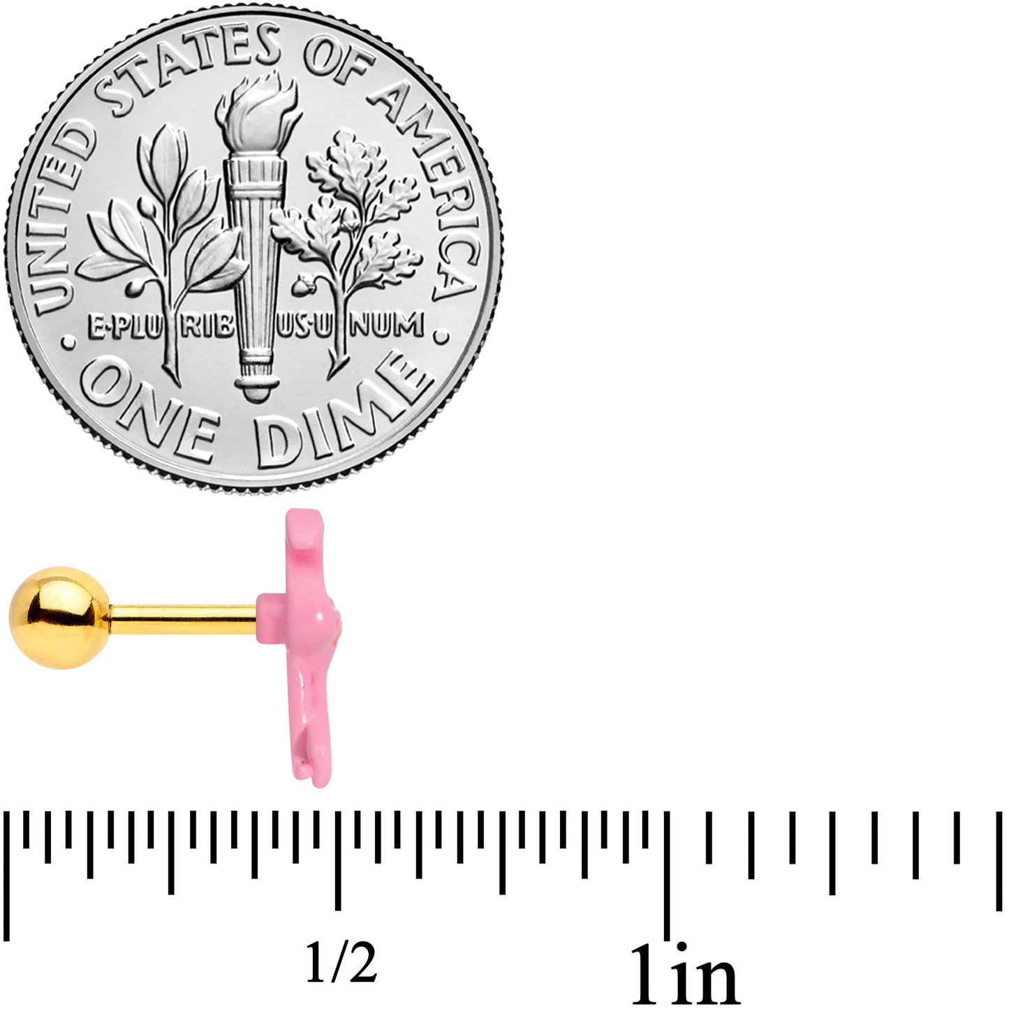 16 Gauge 1/4 Gold Tone Flamingo Cartilage Tragus