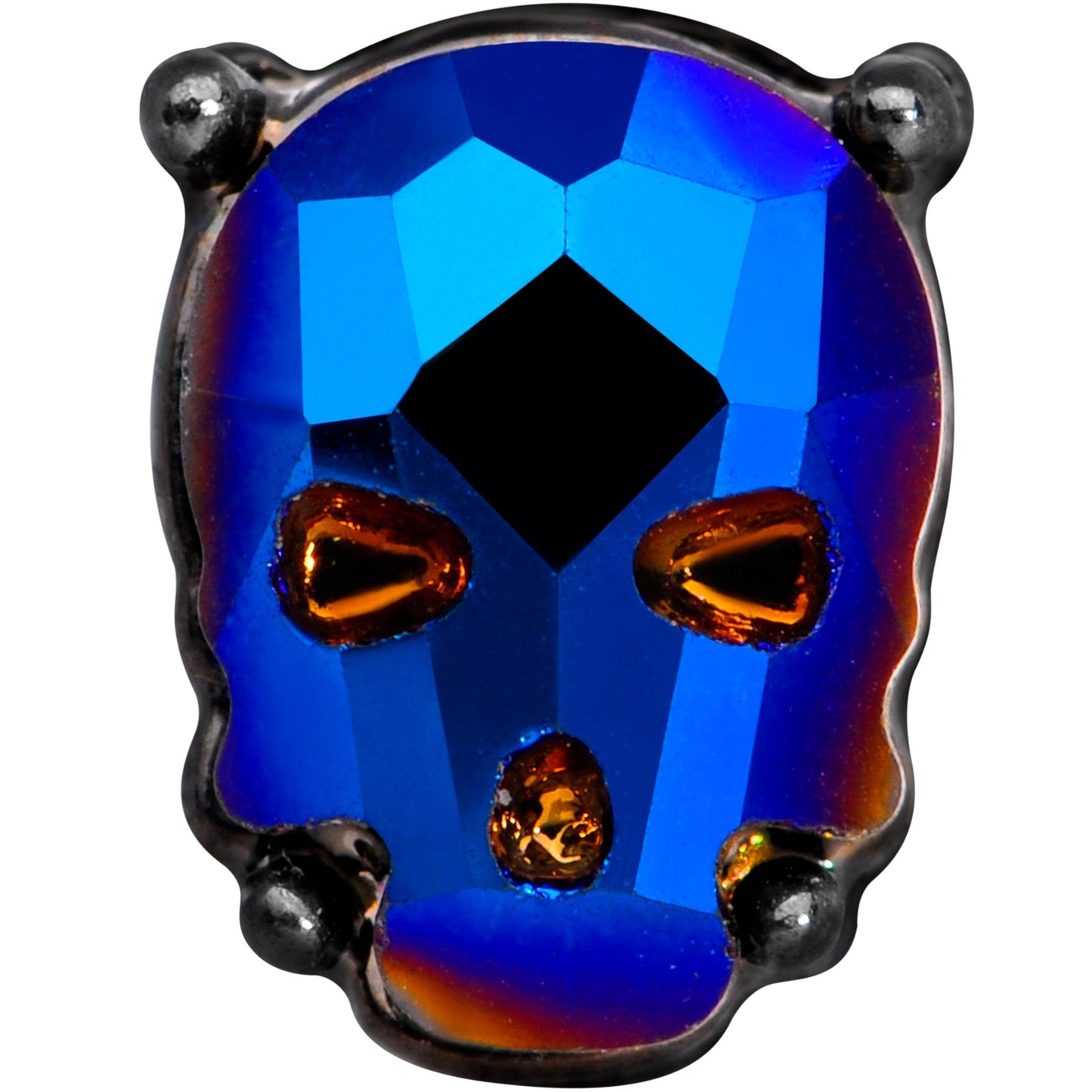 16 Gauge 1/4 Blue Gem Black Sugar Skull Halloween Cartilage Tragus