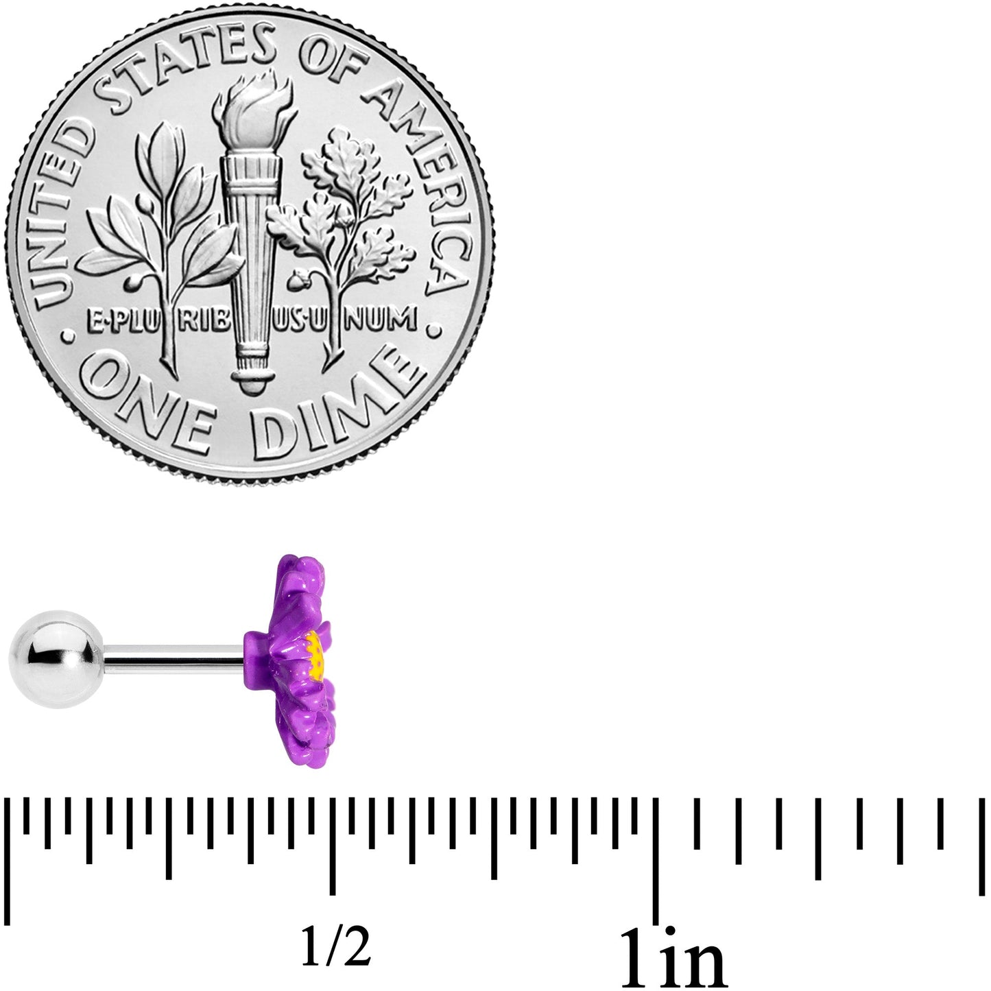 16 Gauge 1/4 Purple Daisy Flower Cartilage Tragus Earring