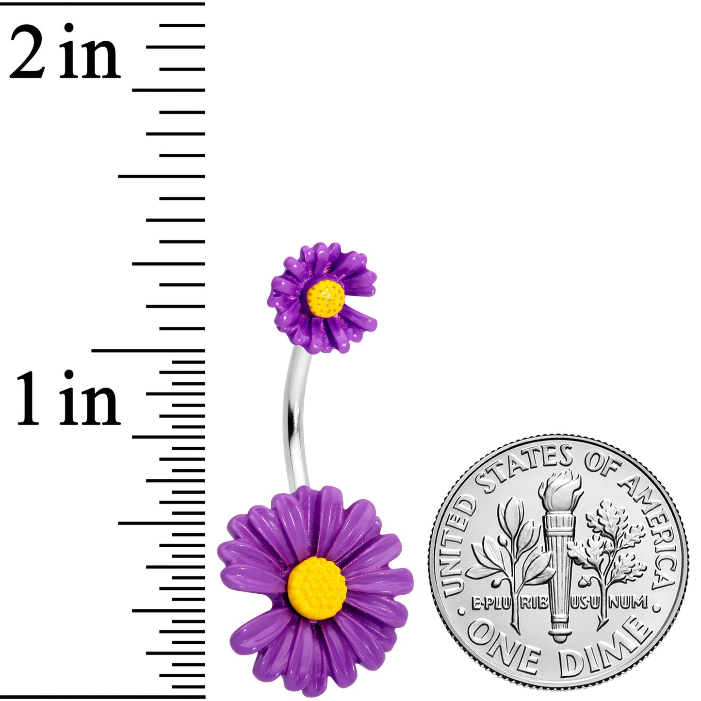 Purple Double Flower Double Mount Belly Ring