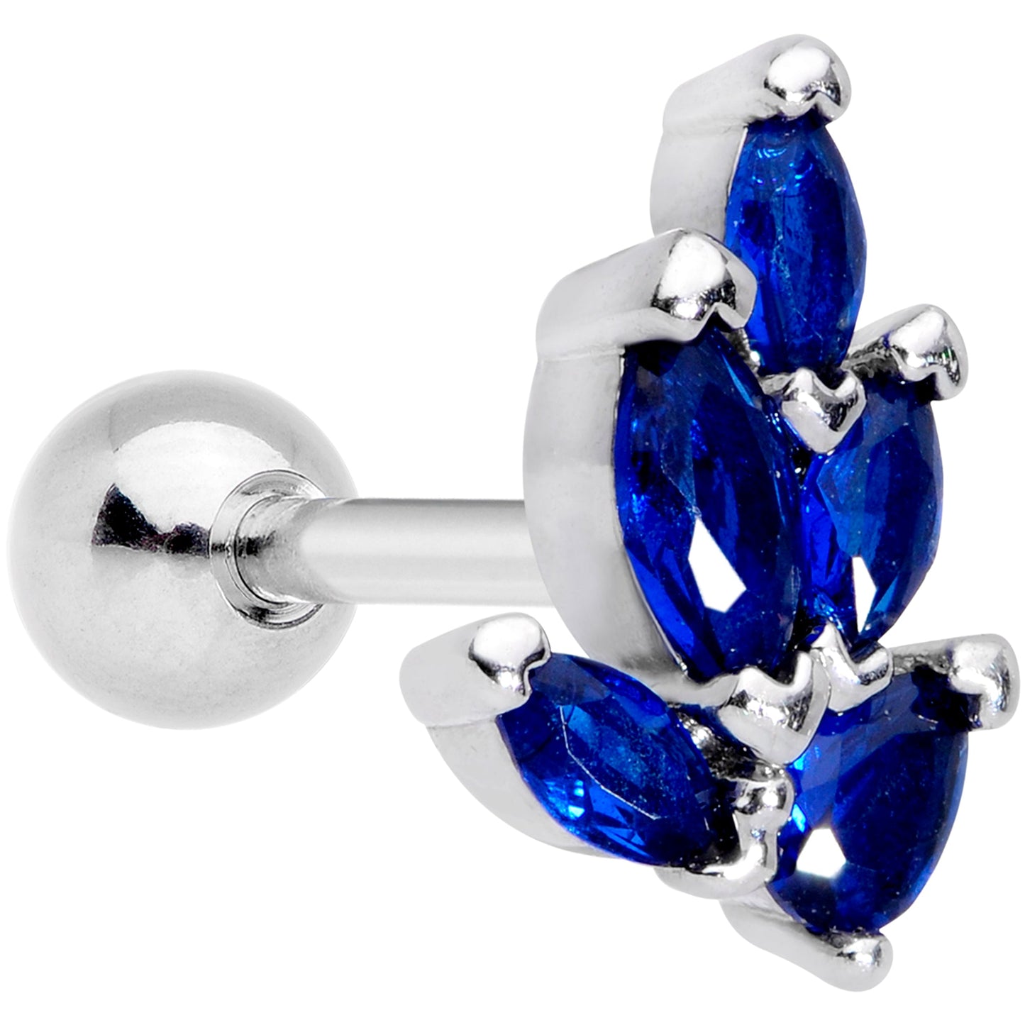 16 Gauge 1/4 Blue Gem Raindrop Cartilage Tragus Earring