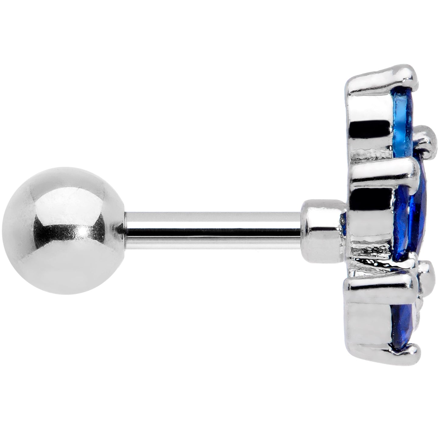 16 Gauge 1/4 Blue Gem Raindrop Cartilage Tragus Earring