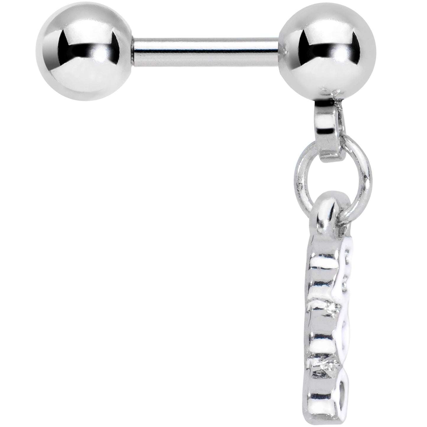 16 Gauge 1/4 White Boo Halloween Dangle Cartilage Tragus Earring