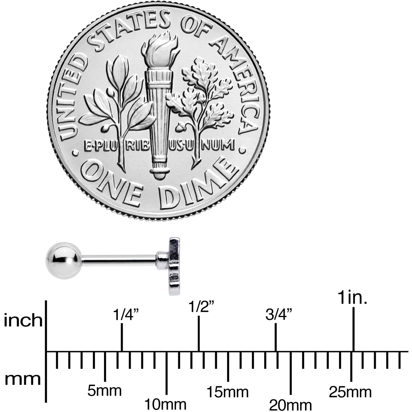 16 Gauge 1/4 White Boo Halloween Cartilage Tragus Earring