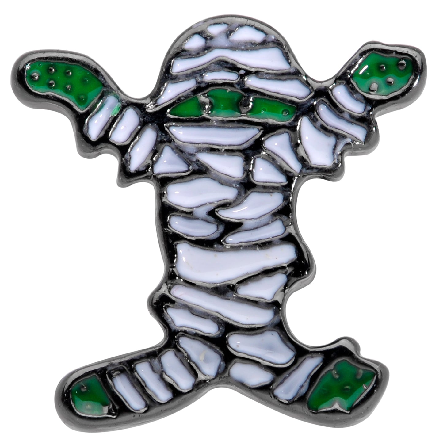 16 Gauge 1/4 Black Plated Green White Mummy Halloween Cartilage Tragus