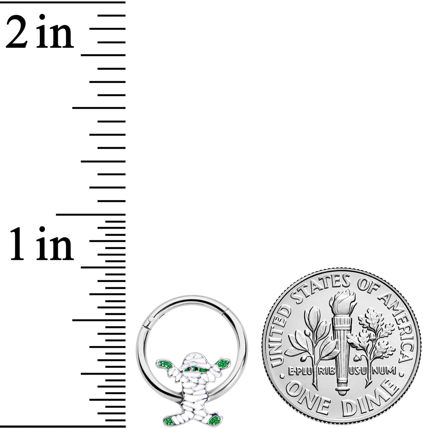 16 Gauge 3/8 White Green Mummy Halloween Hinged Segment Ring