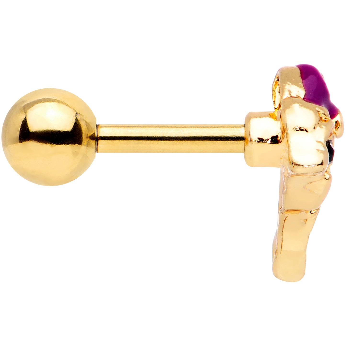 16 Gauge 1/4 Purple Gem Gold Tone Dainty Dolphin Cartilage Tragus