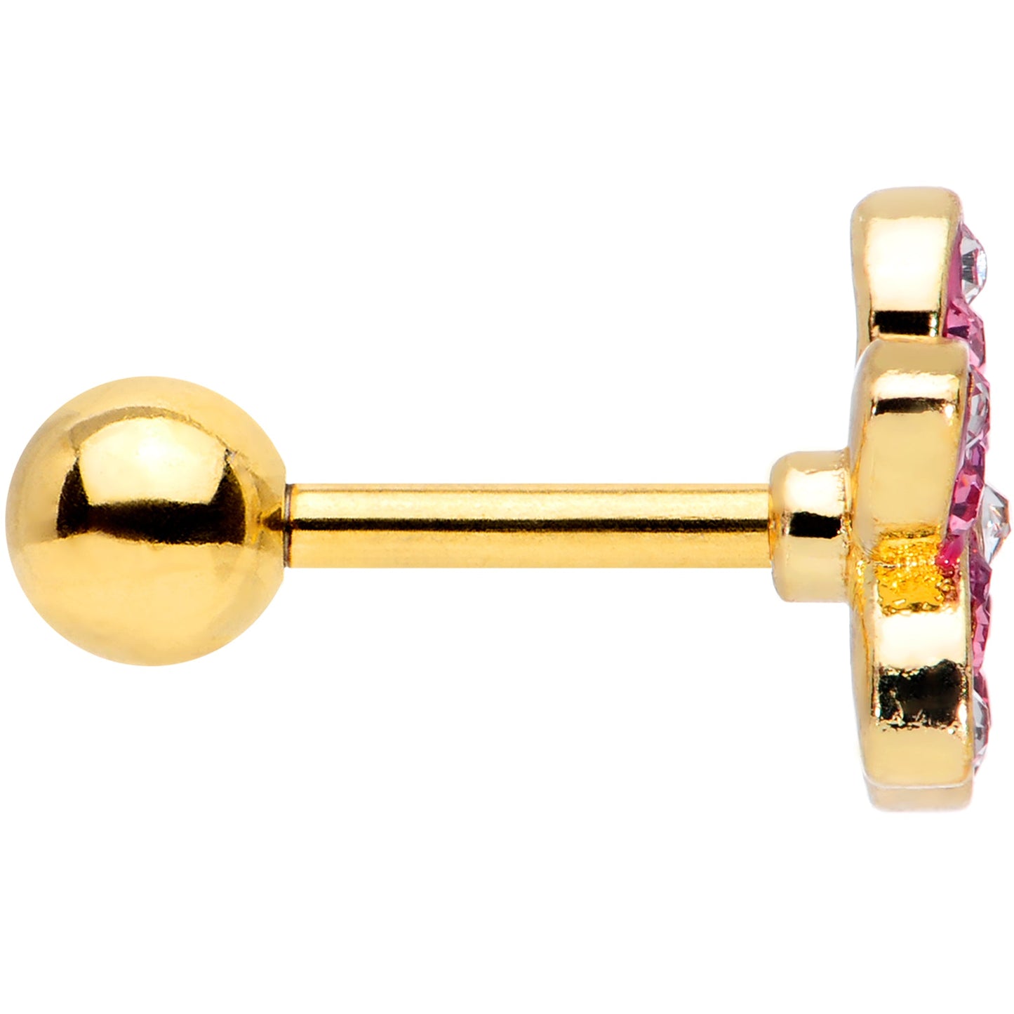 16 Gauge 1/4 Purple Gem Gold Tone Fabulous Flower Cartilage Tragus