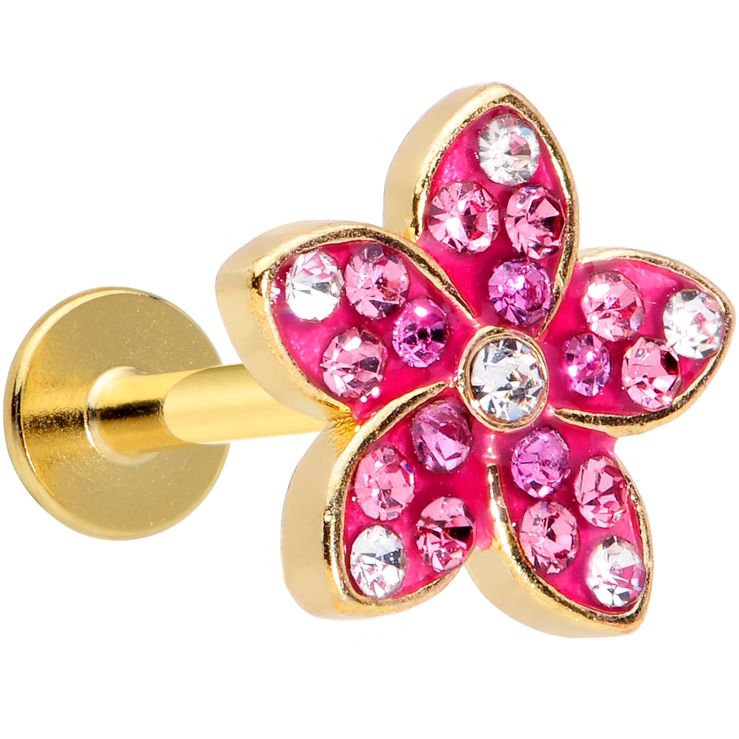 16 Gauge 5/16 Purple Gem Gold Hue Fabulous Flower Labret Monroe Tragus