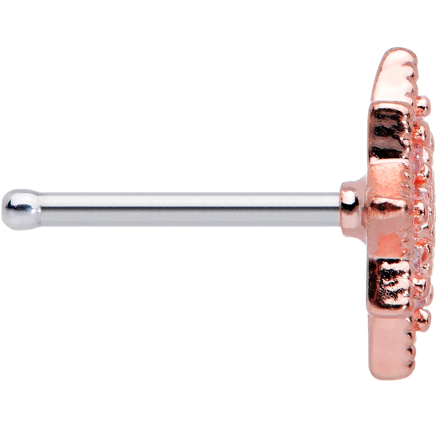 20 Gauge 1/4 Green Gem Rose Gold Tone Evening Star Nose Bone