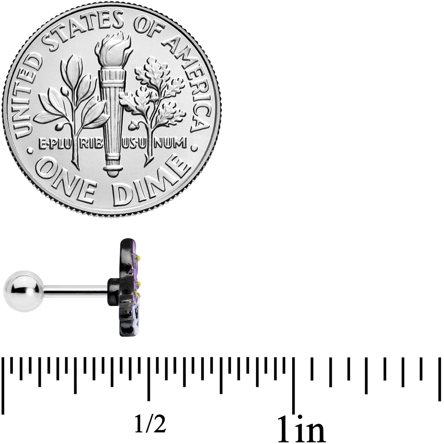 16 Gauge 1/4 Skull Purple Witch Hat Halloween Cartilage Tragus Earring
