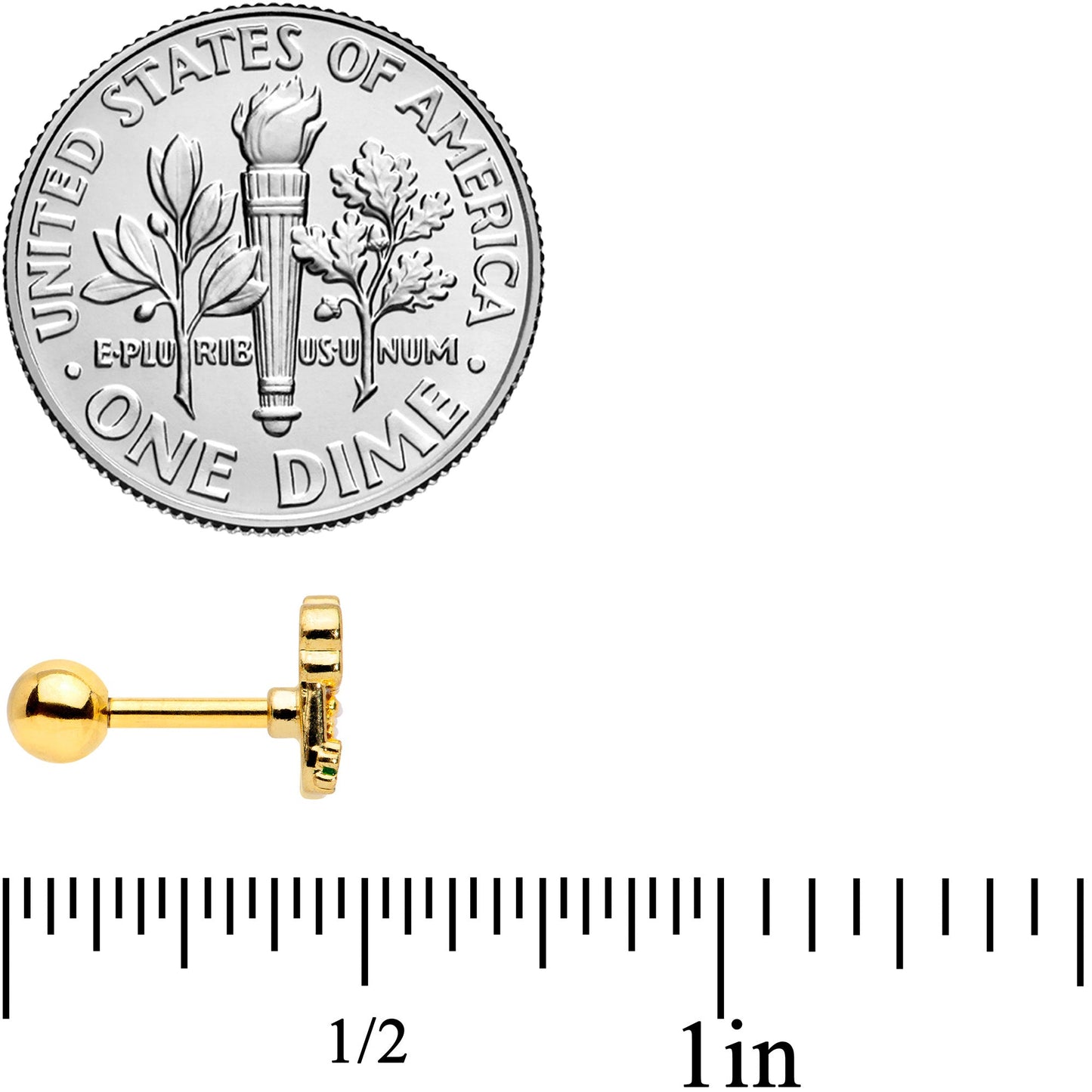 16 Gauge 1/4 Gold Tone St Patricks Beer Mug Cartilage Tragus Earring
