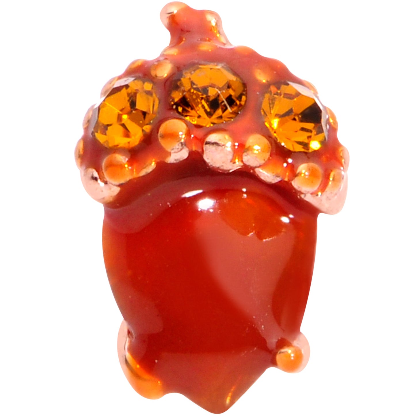16 Gauge 5/16 Rose Gold Hue Brown Gem Fall Acorn Labret Monroe Tragus