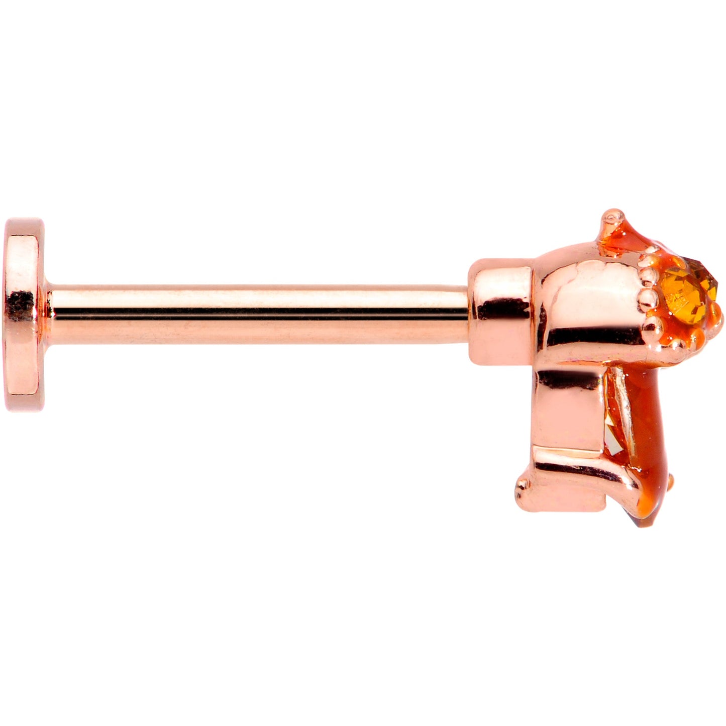 16 Gauge 5/16 Rose Gold Hue Brown Gem Fall Acorn Labret Monroe Tragus