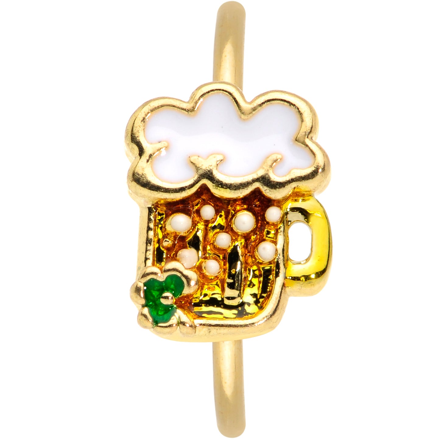 20 Gauge 5/16 Gold Tone Beer Mug St Patricks Day Nose Hoop