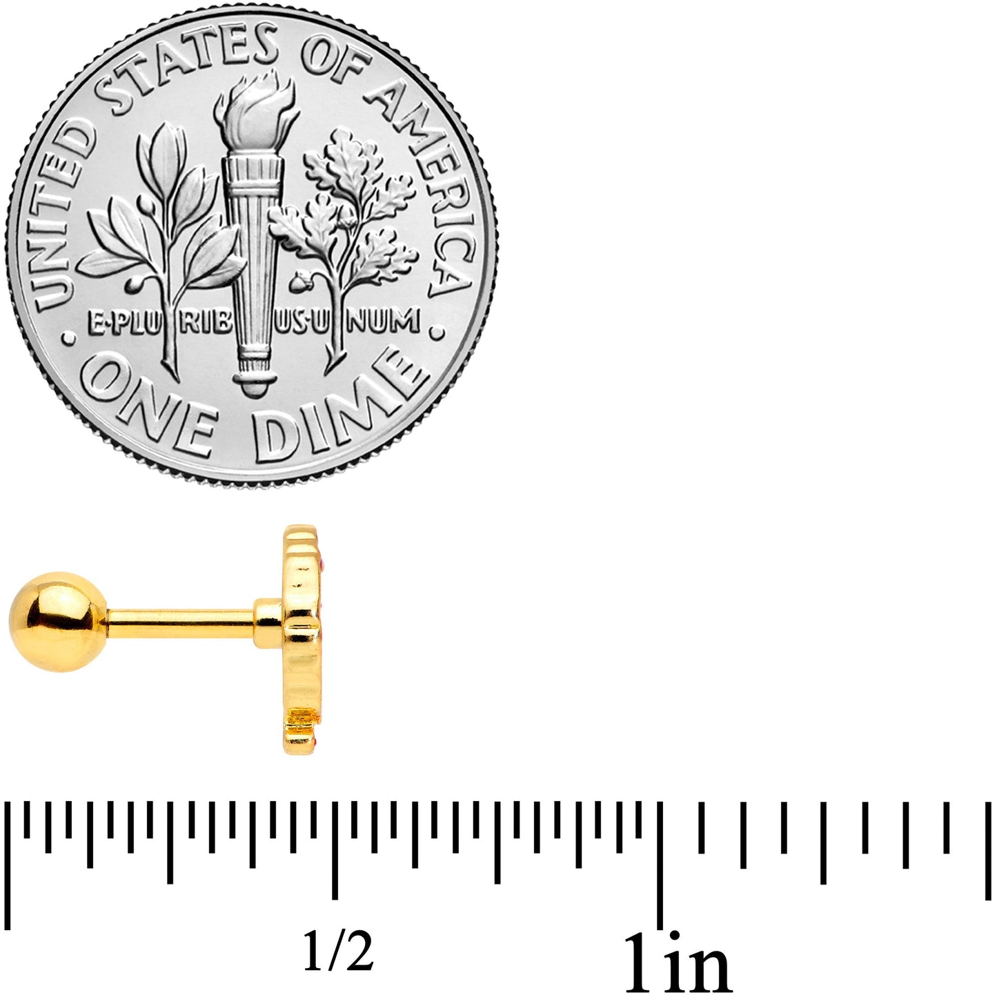 16 Gauge 1/4 Gold Tone Turkey Thanksgiving Cartilage Tragus Earring