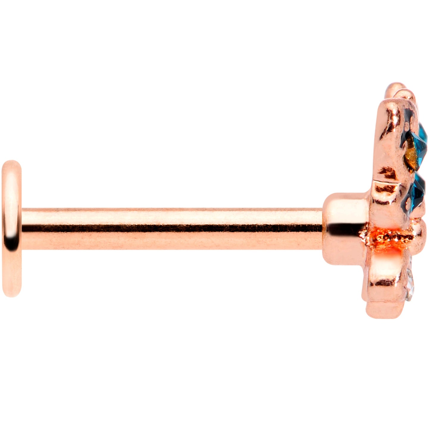 16 Gauge 5/16 Clear CZ Gem Rose Gold Tone Butterfly Labret Tragus