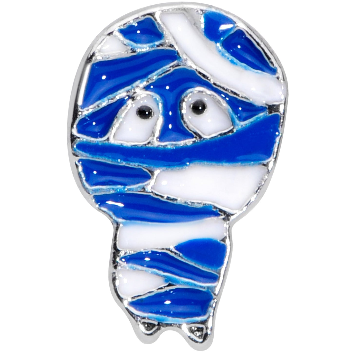 16 Gauge 1/4 Blue White Mummy Halloween Cartilage Tragus Earring