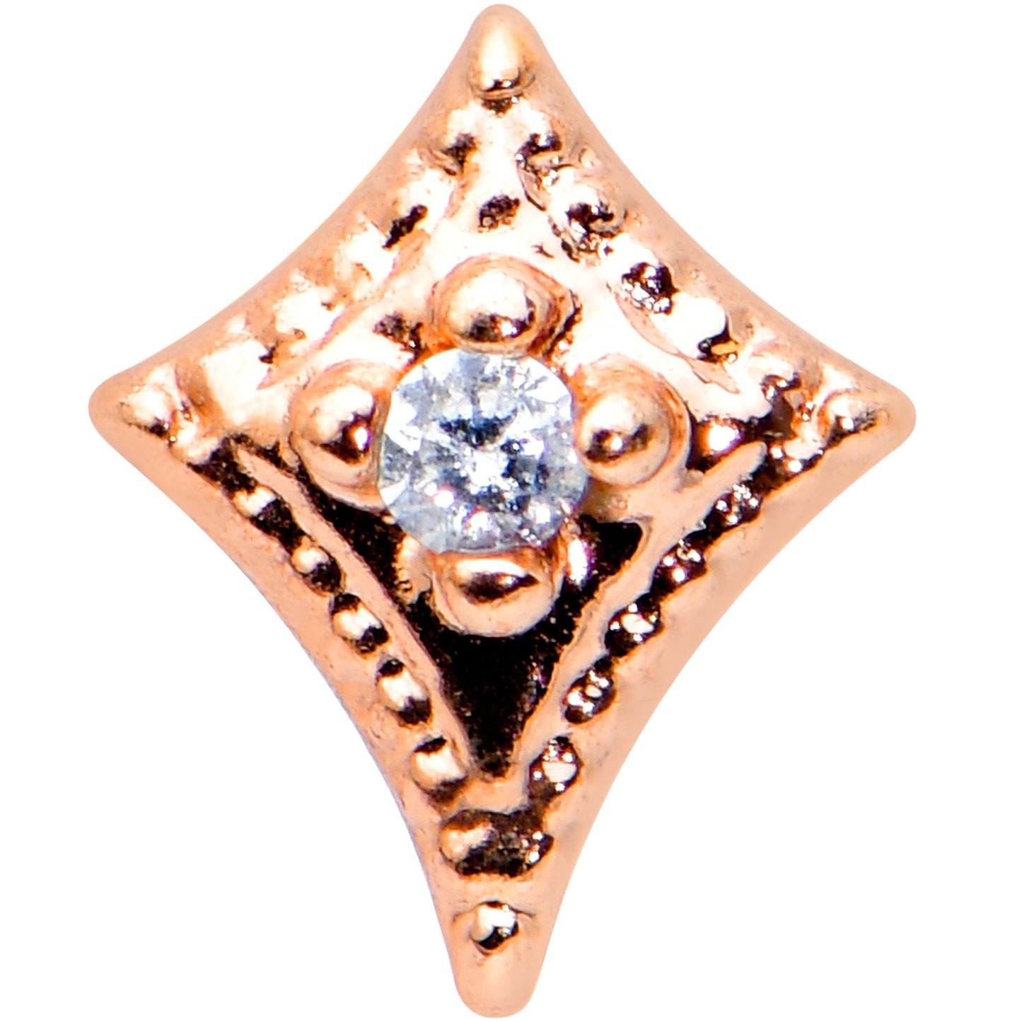 16 Gauge 1/4 Clear Gem Rose Gold Tone Edgy Rhombus Labret Tragus