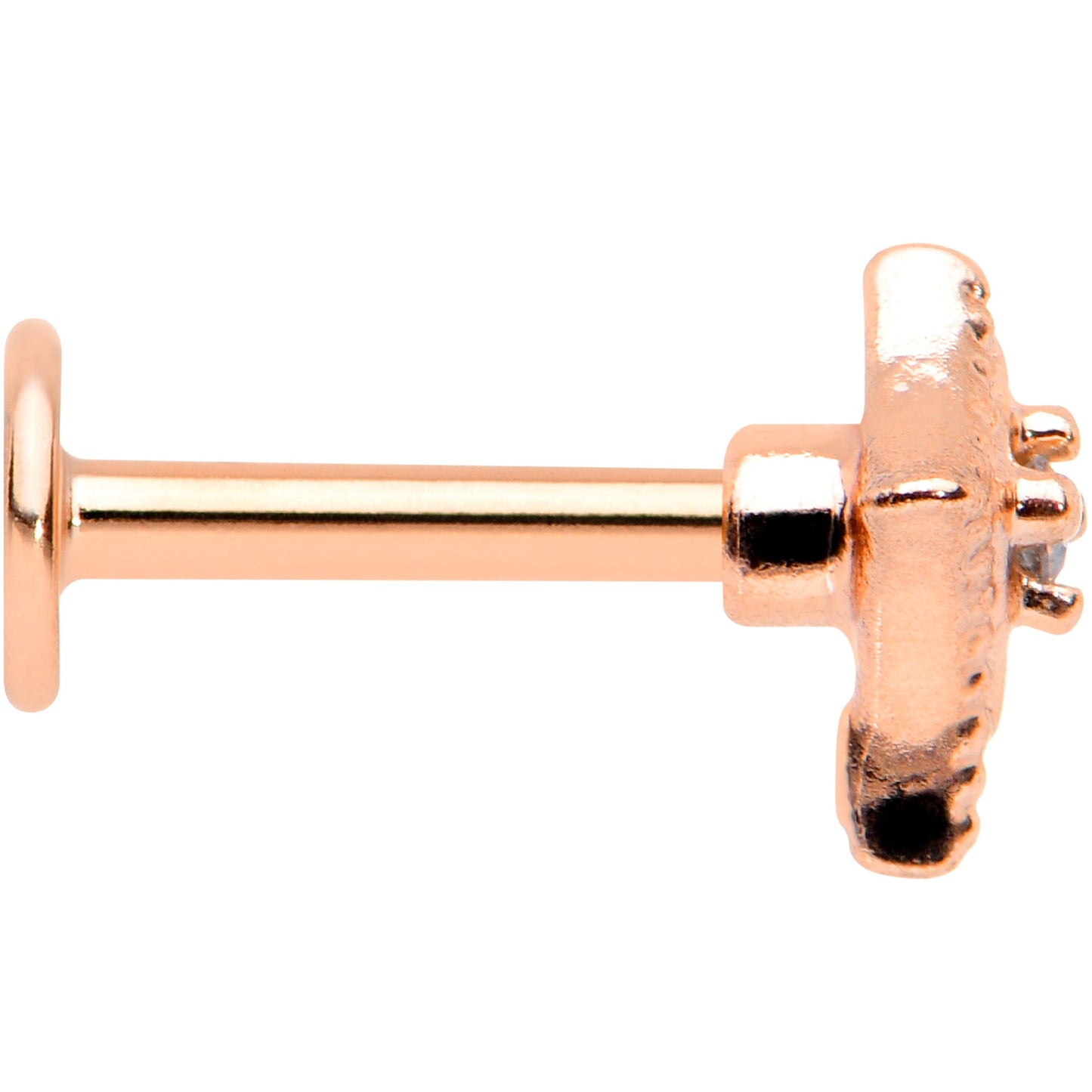 16 Gauge 1/4 Clear Gem Rose Gold Tone Edgy Rhombus Labret Tragus