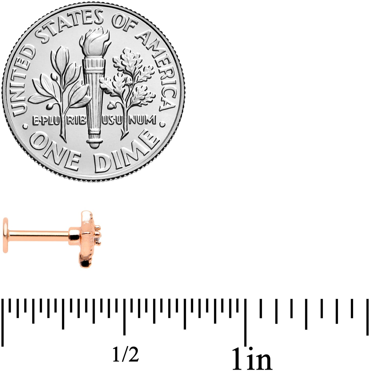 16 Gauge 1/4 Clear Gem Rose Gold Tone Edgy Rhombus Labret Tragus