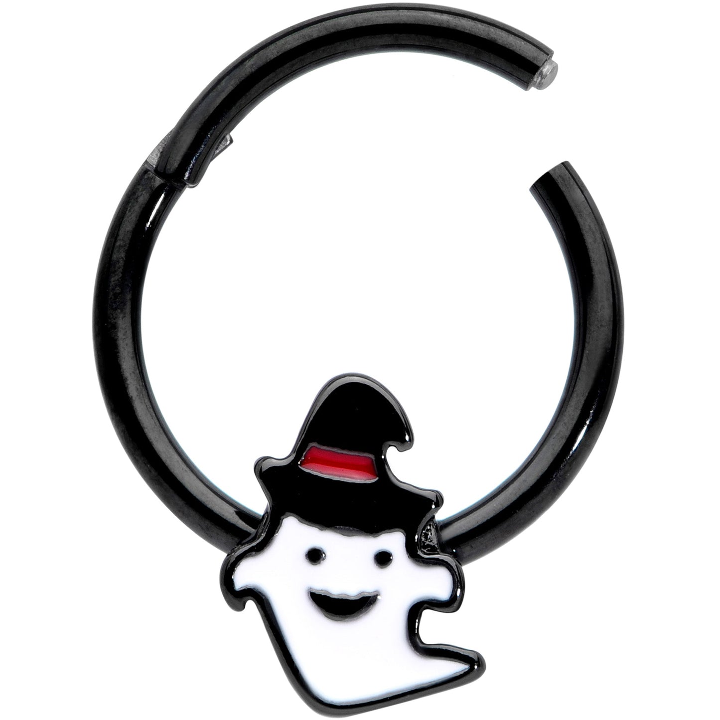 16 Gauge 3/8 Black Witchy Ghost Halloween Hinged Segment Ring