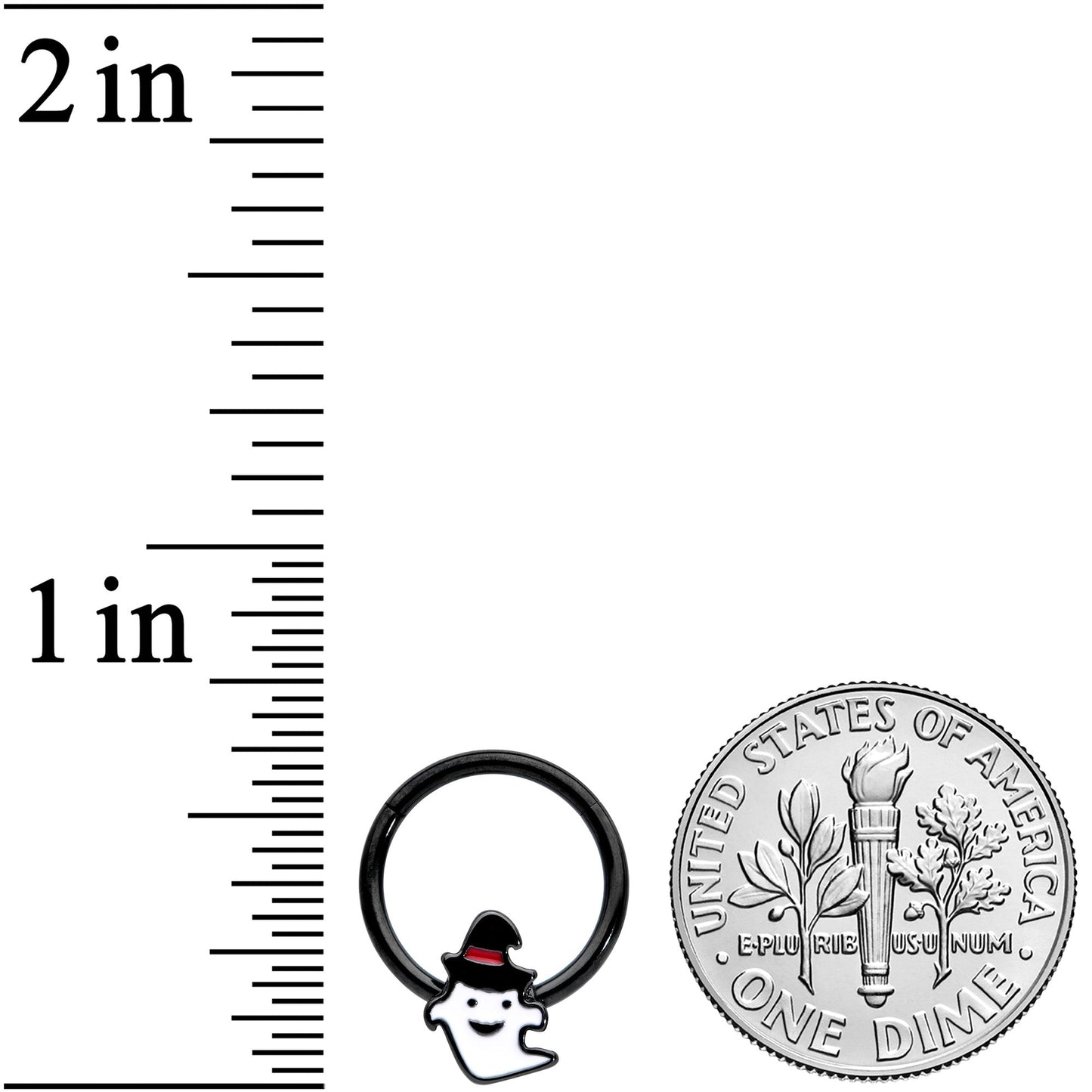 16 Gauge 3/8 Black Witchy Ghost Halloween Hinged Segment Ring
