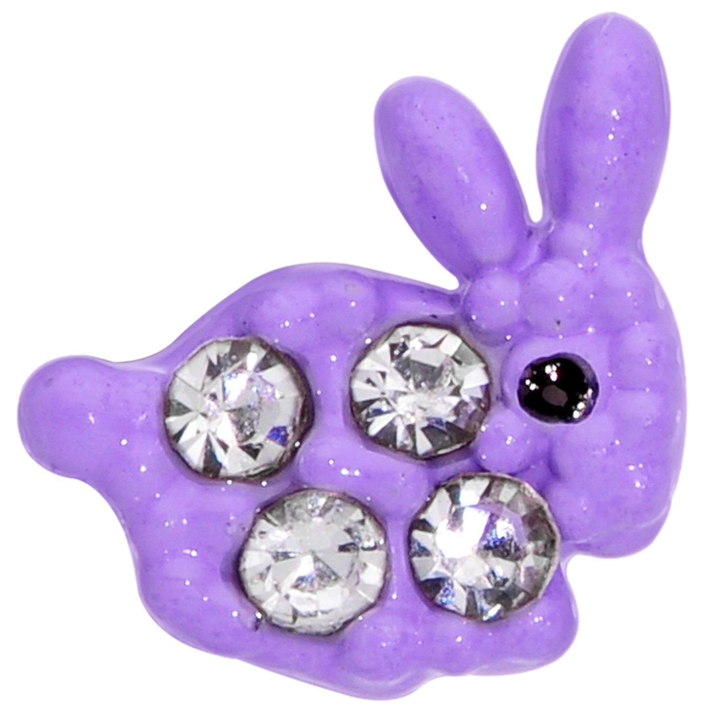 16 Gauge 1/4 Clear Gem Purple Easter Bunny Cartilage Tragus Earring