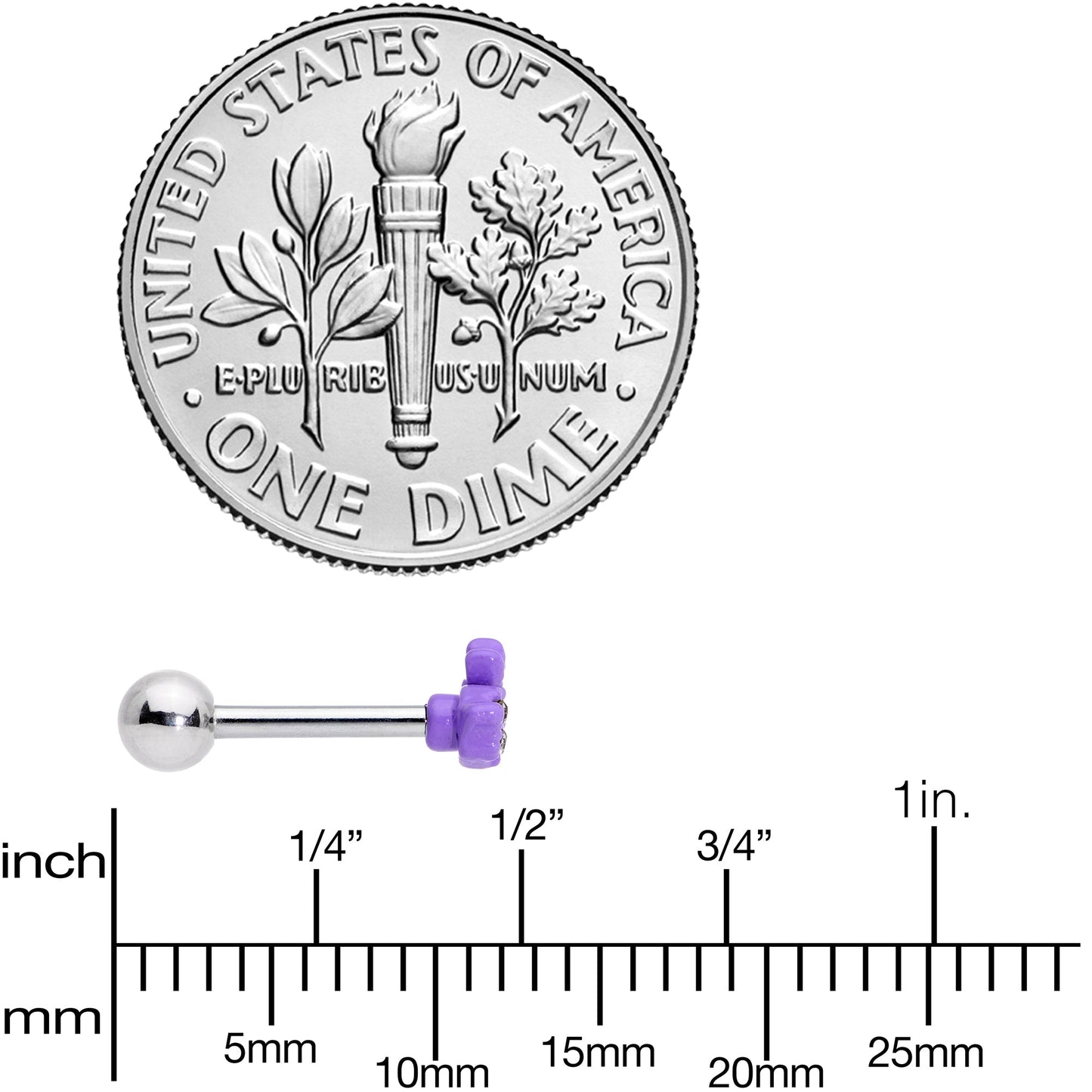 16 Gauge 1/4 Clear Gem Purple Easter Bunny Cartilage Tragus Earring