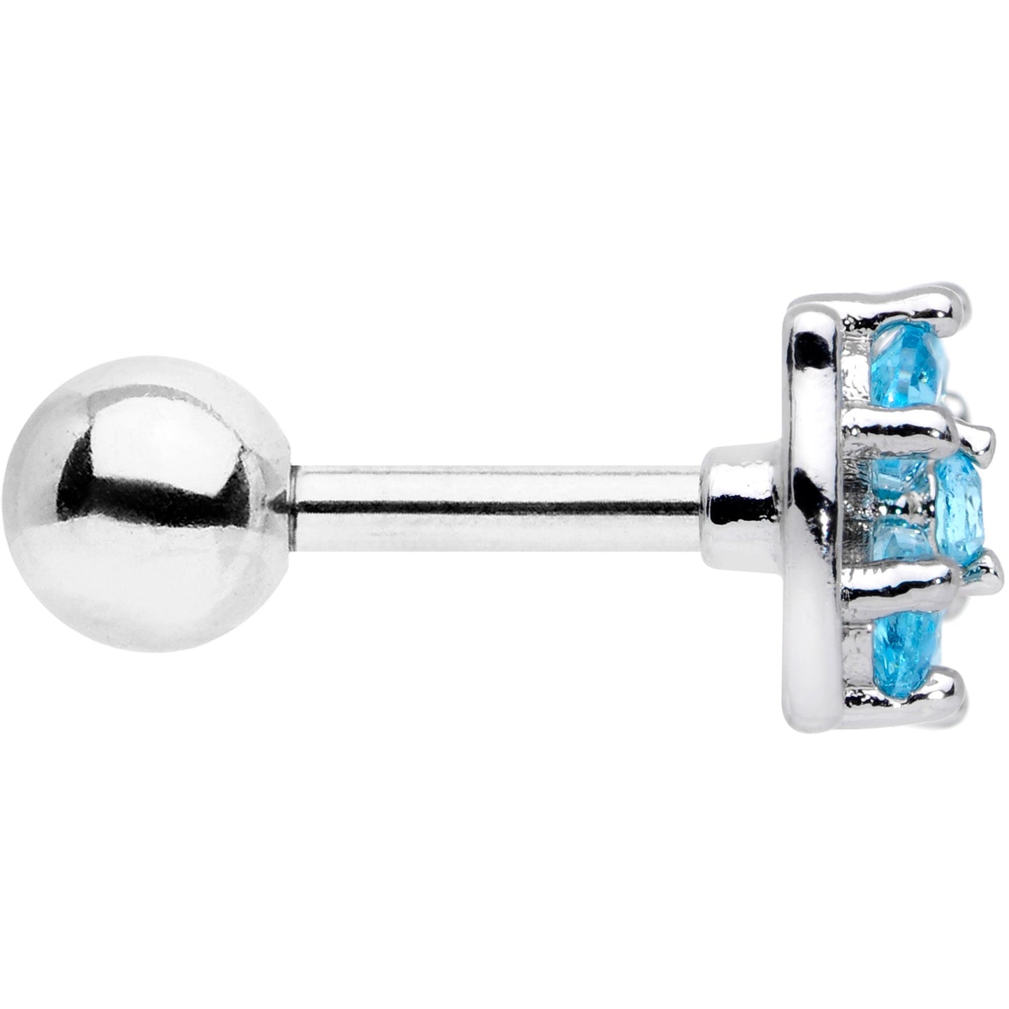 16 Gauge 1/4 Aqua CZ Gem Beauty Bow Cartilage Tragus Earring