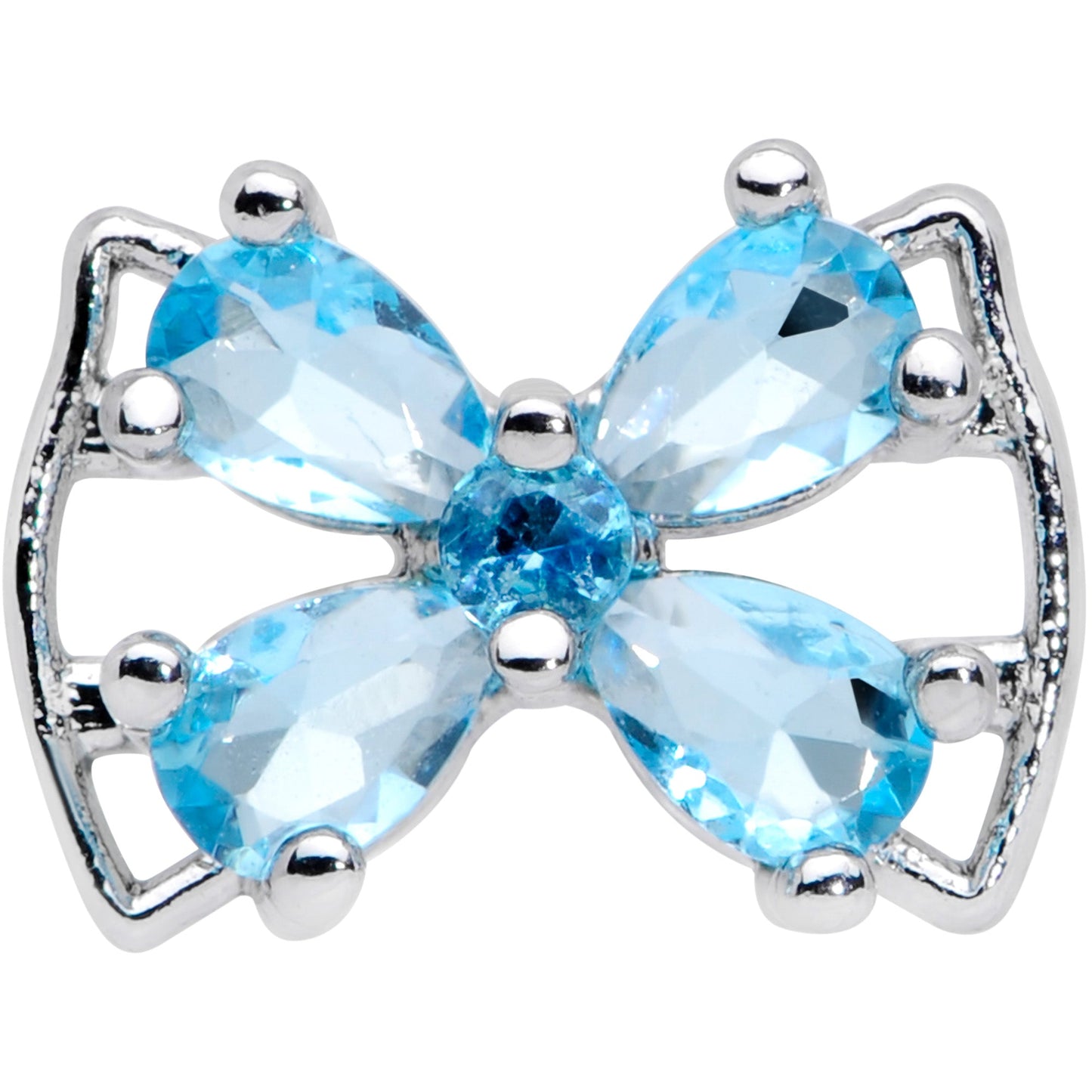 16 Gauge 5/16 Aqua CZ Gem Beauty Bow Labret Monroe Tragus
