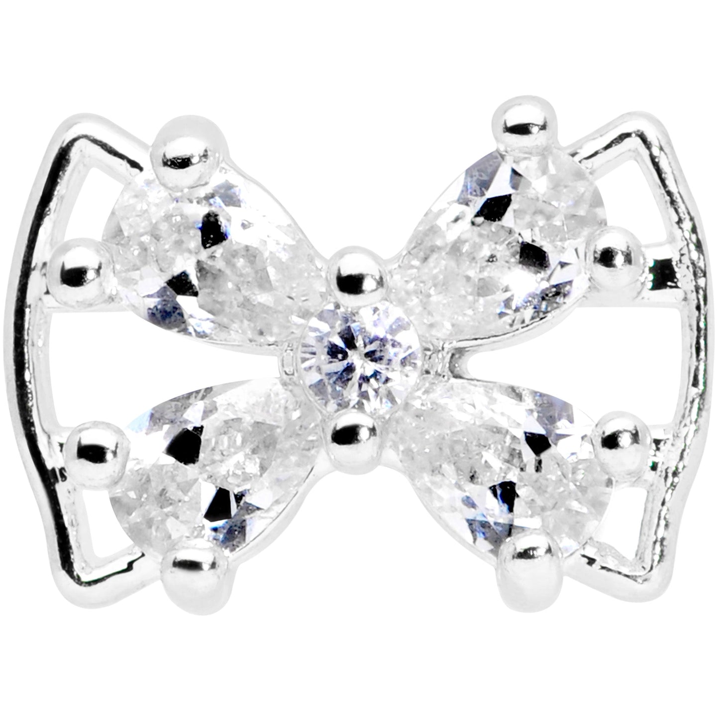 16 Gauge 5/16 Clear CZ Gem Beauty Bow Labret Monroe Tragus