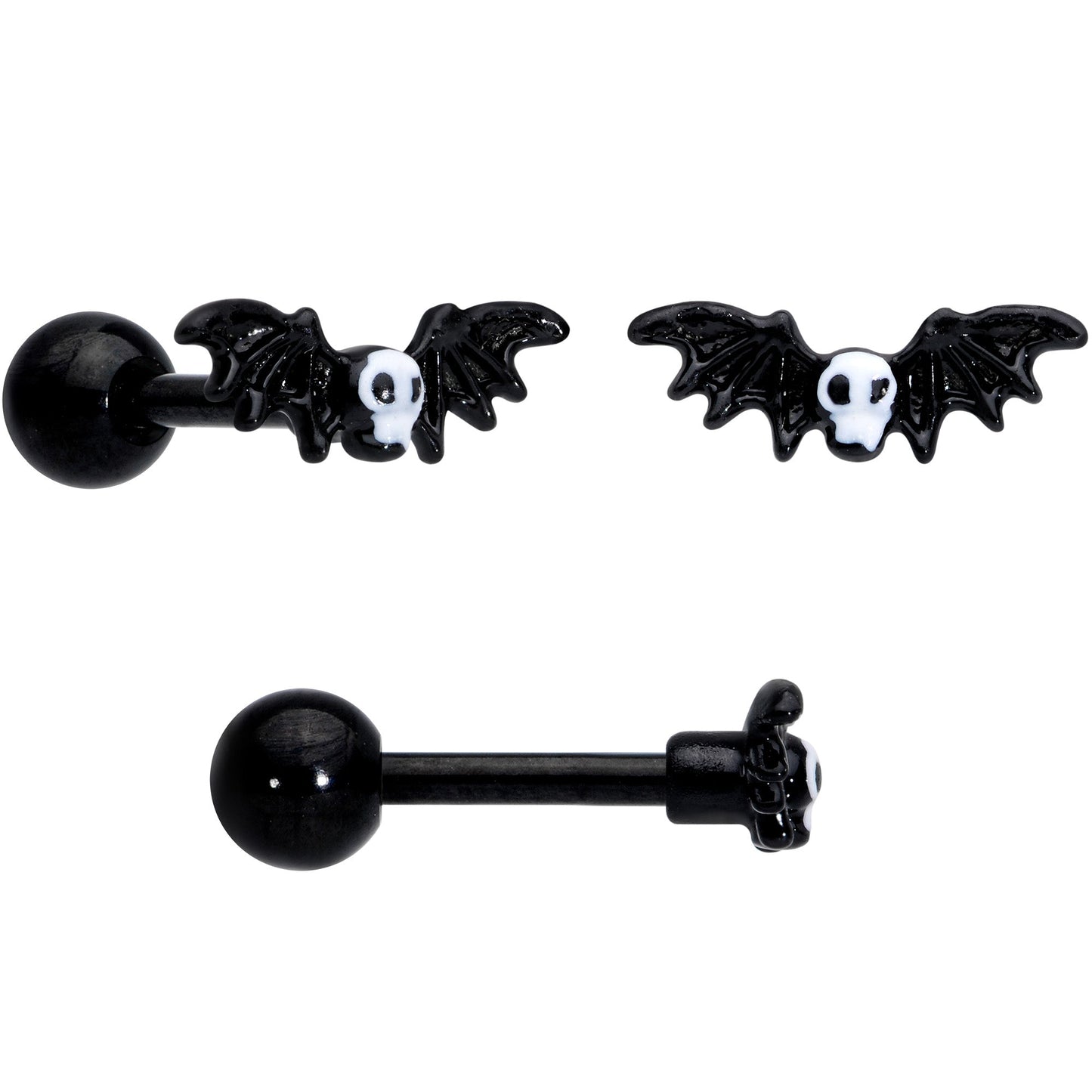16 Gauge 1/4 Gold Tone Black Cat Halloween Cartilage Tragus Set of 3