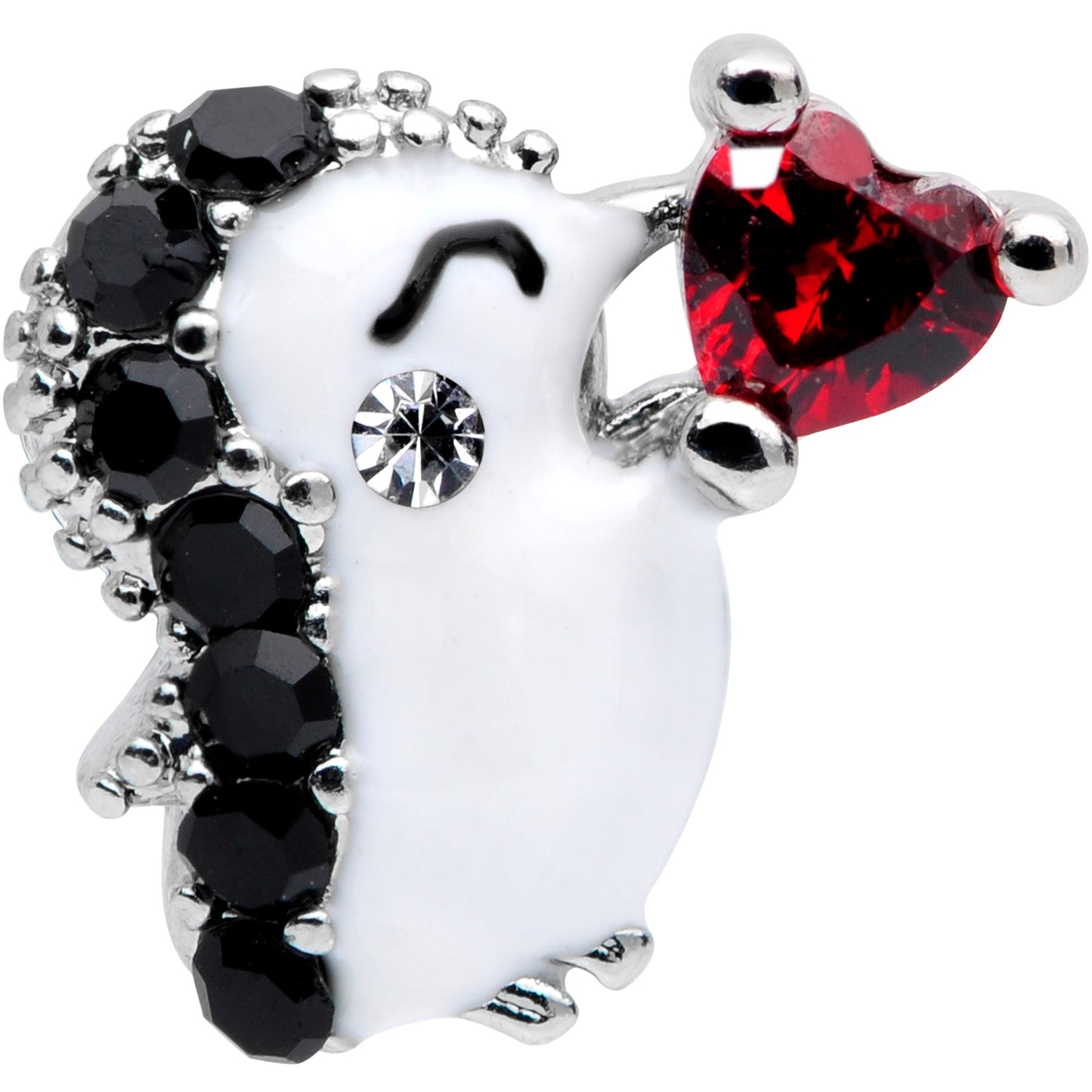 16 Gauge 1/4 Red Gem Penguin Heart Valentines Day Cartilage Tragus