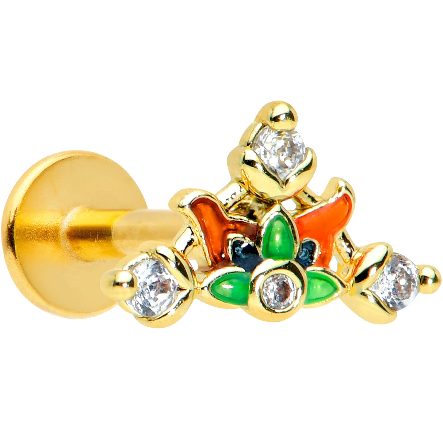 16 Gauge 5/16 Clear CZ Gem Gold Tone Mythic Dragon Labret Tragus